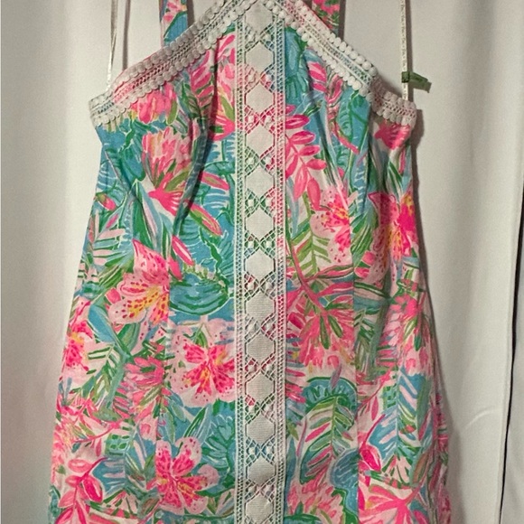 Lilly Pulitzer Vena Stretch Sheath Halter Dress in Pop Up Lily of the Jungle - Picture 7 of 13
